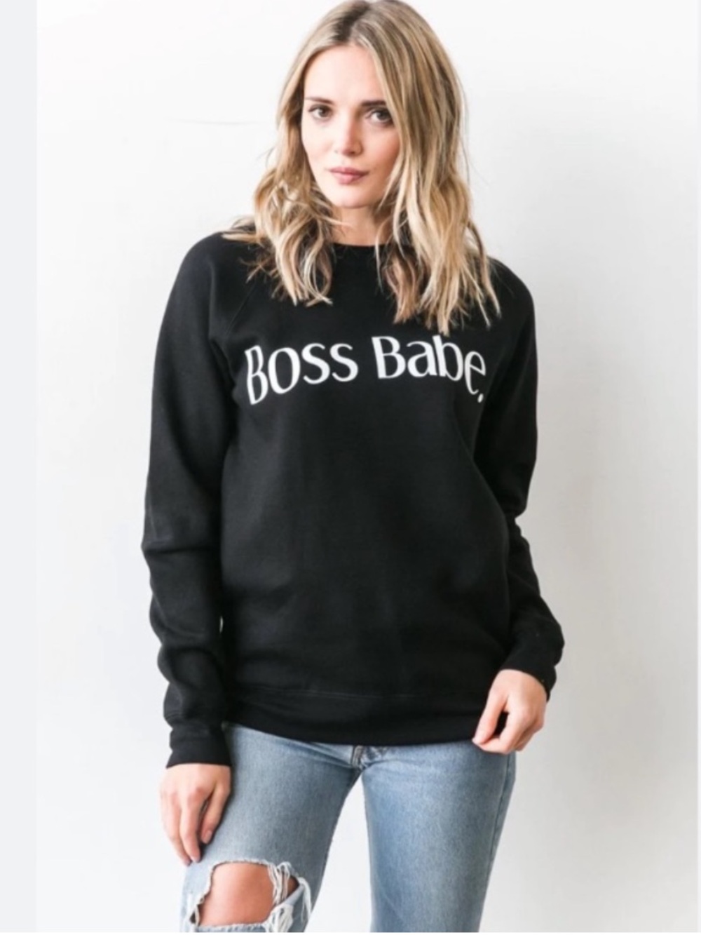 Brunette the Label Boss Babe Black Sweater